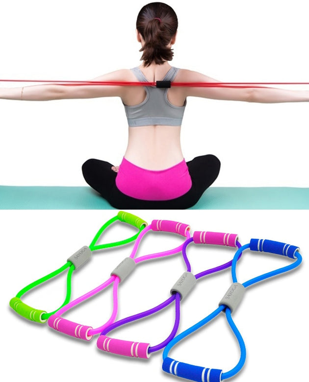 Yoga Gum Fitness Resistance 8 Word Chest Expander Rope Workout Muscle Fitness Rubber Elastic Bands for Sports Exercise